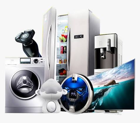 Appliances: washer, fridge, shaver, TV